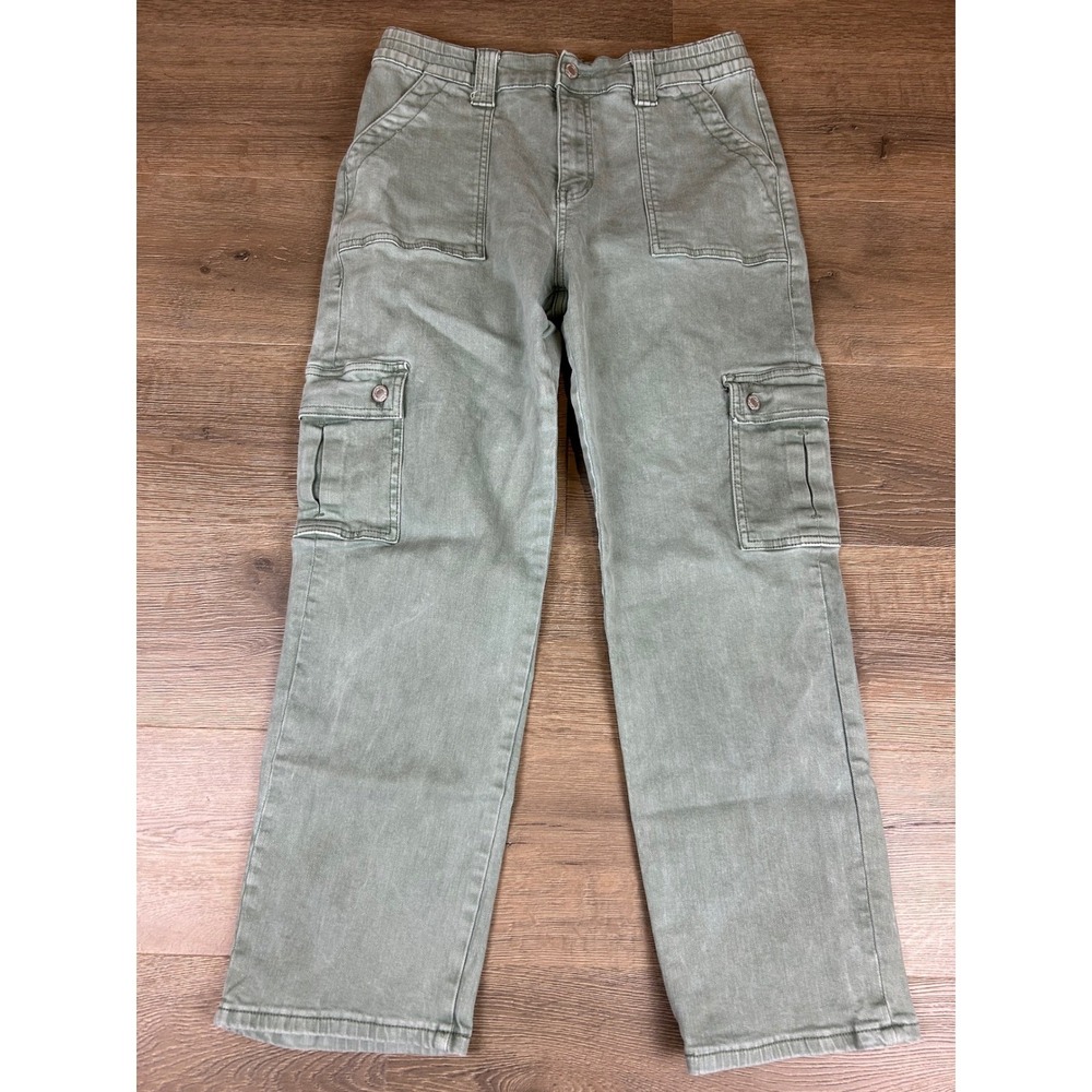 Vervet Los Angeles Sage Green Cargo Pants Straight Leg Stretch V3376AGS Size 31 - Picture 2 of 13